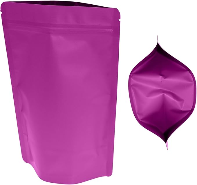 100PCS Smell Proof Resealable Pouch Bags,ULIFESTAR Aluminum Foil Flat Food Storage Bag,Sealable Pcsaging Zipper Pouches with Tear Notches for Pcsaging Lipgloss,Jewelry,etc(14*20cm/5.51*7.87",Purple)