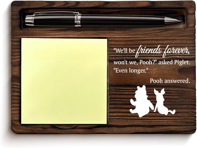 Friendship Gifts Pooh Bear Sticky Note Holder Gifts for Work Friends Best Friends Work Besties BFF Christmas Birthday Graduation