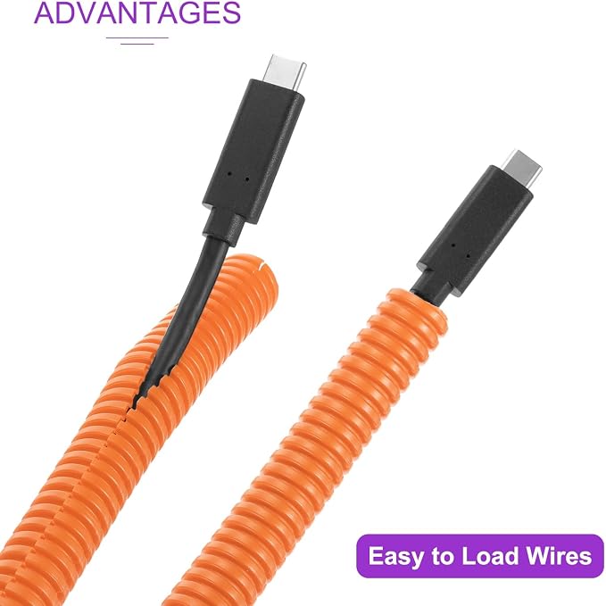 DMiotech 20ft Wire Loom Split Tubing 1/4 Inch(6.4mm) ID, Cord Protectors from Pet Flexible Conduit Cable Management for Office Home Garden, Orange