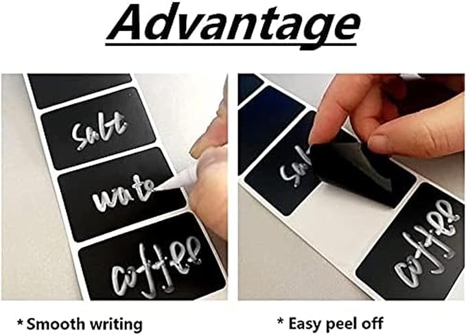 Wavy Shape Chalkboard Labels,Erasable Reusable Blackboard Stickers with 1 Liquid Chalk Pen,150 Pieces,for Jars, Spice, Craft, Home, Kitchen, Parties Decoration, Craft Rooms, Weddings