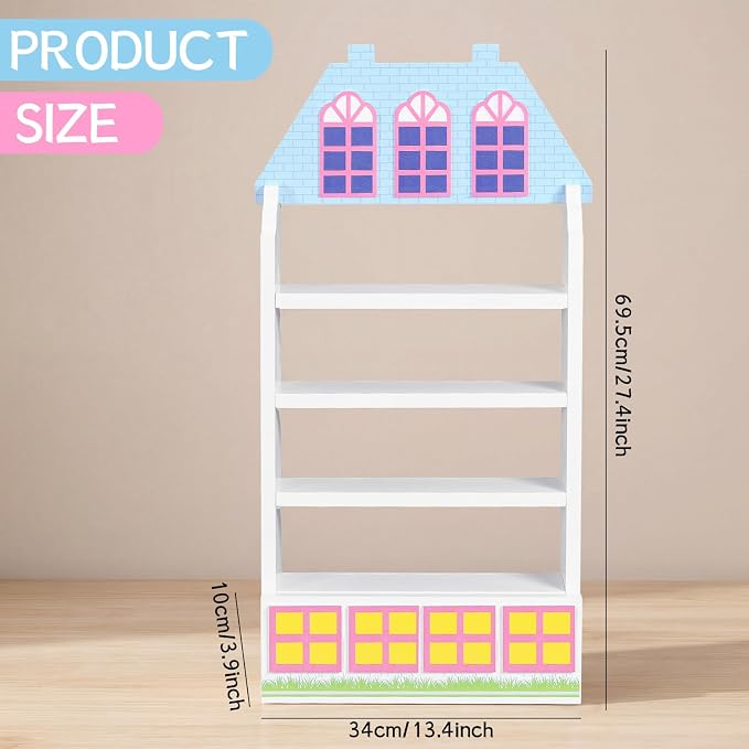 Chunful Vintage White Wooden Spice Jar Rack 4 Tier Hanging Spice Rack 20.9" x 5.9" x 4.5" Wall Mounting Kitchen Village Style Storage Display Shelf for 24 Jar, Kitchen Countertop Decor