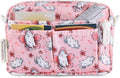 E-WEICHEN Multiple Pockets Portfolio Organizer with Zippered, Makeup Bag Travel Essentials for Women, Simple Waterproof Stationery Pencil Pouch Bag for Journal Office Art Supplies.Pink Cat
