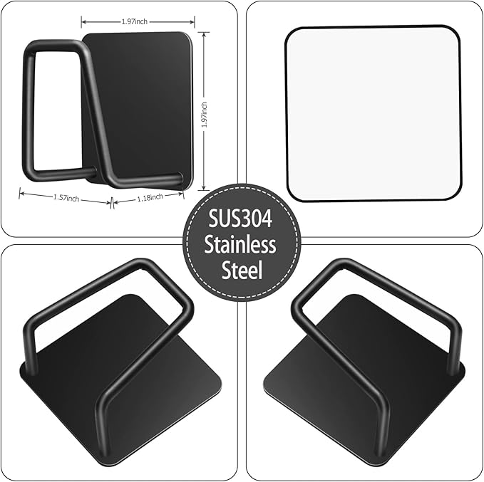 Sponge Holders for Kitchen Sink 2 Packs, Black 304 Multifuctional Stainless Steel Holder, 3.3 lbs Capacity