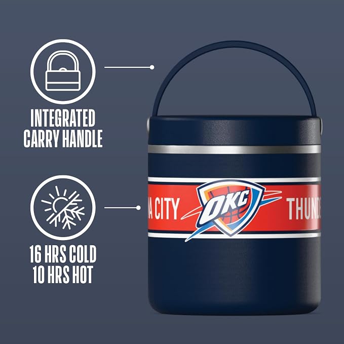Hydrapeak x NBA Officially Licensed OKC Thunder 25oz Stainless Steel Vacuum Insulated Food Jar with Handle, Wide Mouth Leak-Proof Soup Jar for Adults, 10 Hours Hot & 16 Hrs Cold