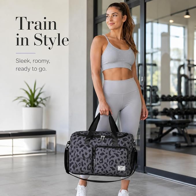 FIORETTO Women's Gym Duffle Bag with Shoes Compartment, 30L Capacity, Ideal for Travel, Gym, Sports, Duffel, Weekender
