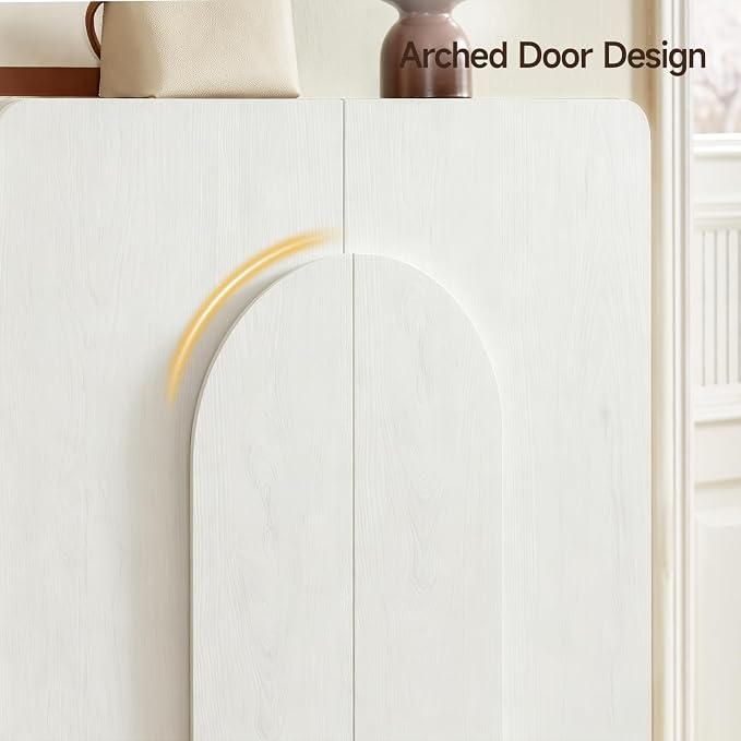 ONBRILL Shoe Storage Cabinet with Doors, Large Shoe Cabinet Storage for Entryway, Wooden 6 Tier Shoe Organizer Cabinets with Adjustable Shelves for Entrance Hallway Living Room Foyer (White)