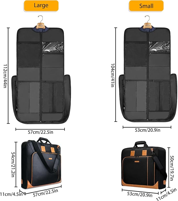 Noozion Garment Bag for Travel, Large Carry On Suit Bag for Business Up to 3 Suits, Wrinkle Free Garment Bag for Hanging Clothes with Shoulder Strap, Laptop Compartment, and Wet-Dry Pocket