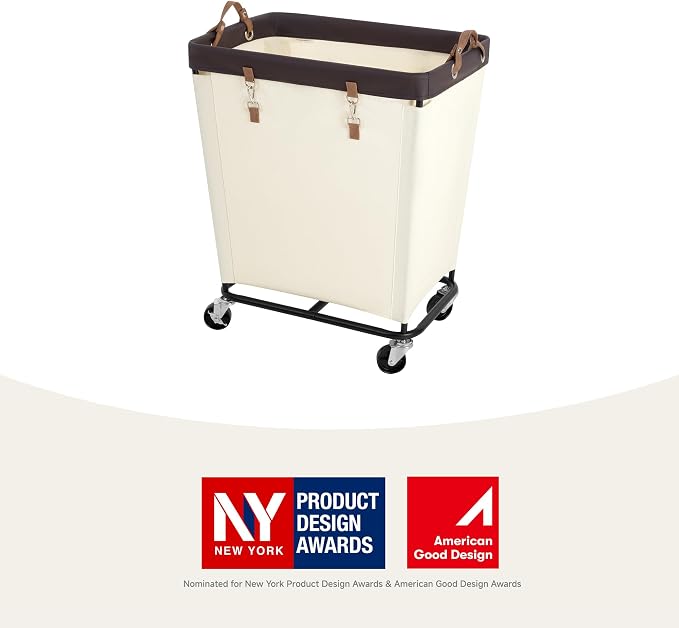 StorageWorks Laundry Basket with Wheels for Clothes, 210L Beige Hamper Cart