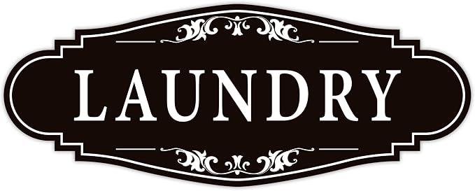 Laundry Room Door Sign for Business and Home，Self-adhesive Waterproof Cute Laundry Room Door Sticker Decals for House, Apartment, Hotel Laundromat Decor（Black）