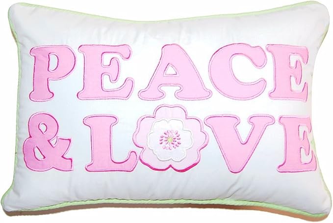 Cozy Line Home Fashions Pink Greta Pastel Peace & Love Decorative Pillow (Peace & Love - 1 Piece)