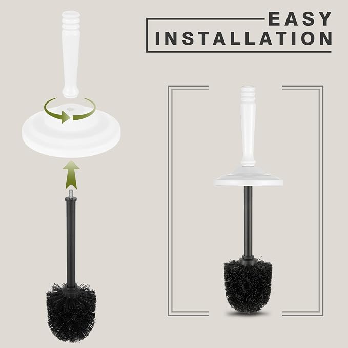 Stainless Steel Toilet Brush and Holder,Toilet Bowl Brush with Long Handle for Bathroom,Toilet Brushes-Space Saving,Covered Brush, Durable, Deep Cleaning,Splash Resistant (White)