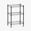 3 Tier Storage Shelves, Metal Wire Shelving Unit, Heavy Duty Adjustable Shelf Rack for Pantry, Kitchen, Garage and Laundry Room, Black