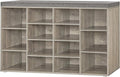 DINZI LVJ Shoe Storage Bench with Cushion, 14-Cubby Shoe Rack, Adjustable Shelves, Multifunctional Shoe Organizer Bench for Entryway, Mudroom, Hallway, Living Room, Bedroom and Garage, Gray Wash