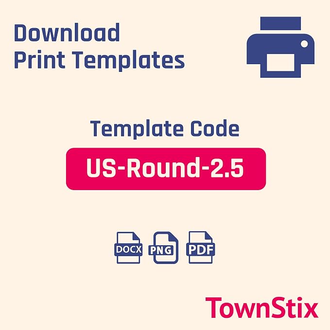 2.5 inch Round Labels Printable Circle Stickers - 8.5" x 11", 30 Sheets | Laser/Inkjet Printing, comes with Print Templates