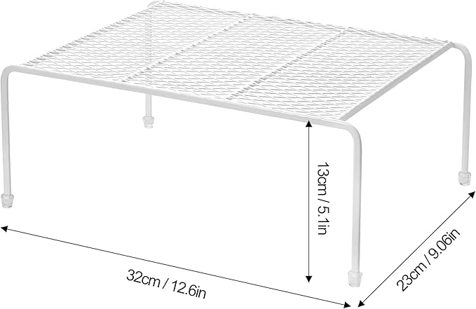 Lonian Kitchen Cupboard Organiser - Home Storage Shelf Wire Rack (2-Pack) for Cabinets, Countertops, Pantries | Rust-Proof, Space Saving, White