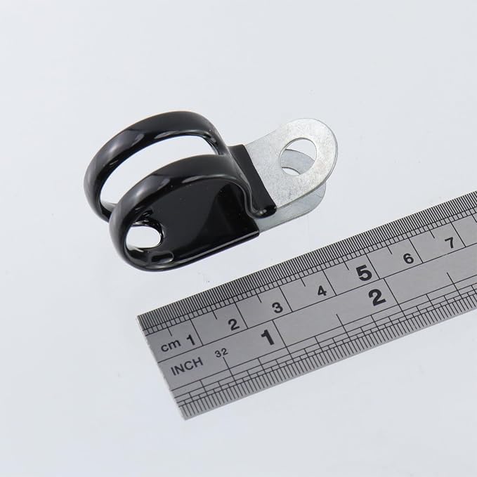 Antrader Cable Clamps, 10Pcs Carbon Steel Rubber Cushion Insulated Loop Clips, 25mm/0.98inch R-Type Cable Management Cord Organizer with Screws