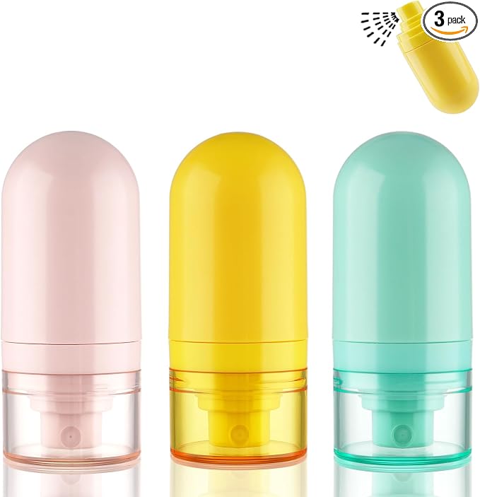 Cosywell Mini Fine Mist Spray Bottles TSA Approved 1oz/30ml 3 Pack Airless Spray Bottle Leak Proof Travel Spray Bottle Plastic Refillable Containers for Perfumes Skincare Water Cosmetics (3color)