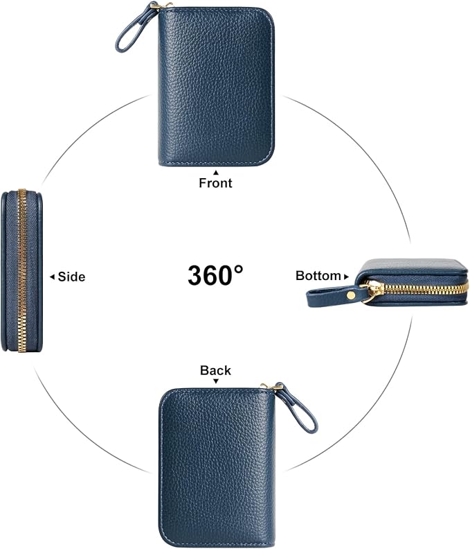 Credit Card Wallet, RFID Card Case Wallet, Zipper Card Cases Holder for Men Women, RFID Blocking, KeyChain Wallet, Compact Size Card Organizer Case for Women