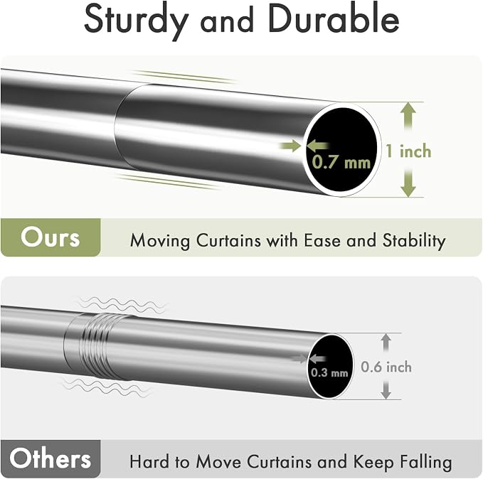 AmazerBath Spring Tension Shower Curtain Rod, 31-75 Inches Heavy Duty Tension Rod Rust Proof Bathroom Curtain Rod, Adjustable No Drill Easy Segmented Installation, Chrome
