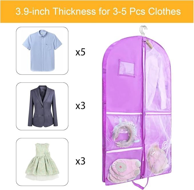 Garment Bag for Dance Costumes, 40 inch Dance Garment Bags for Dancers Hanging Clothes Travel Storage,Kids Dance Recital Bags for Competition,Dance Recital Gifts for Girls