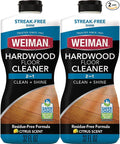 Weiman Hardwood Floor Cleaner for Finished Hardwood, Engineered Flooring, Vinyl & Laminate Surfaces - Streak-Free Shine, No Residue - 32 oz (2 PACK)