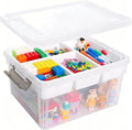 Clear Storage Box with Dividers, Plastic Organizer Box with Compartments and Secure Lid, Multi-Compartment Craft Organizer for Beads, Sewing Supplies, Jewelry, Toys and Small Parts Storage Container