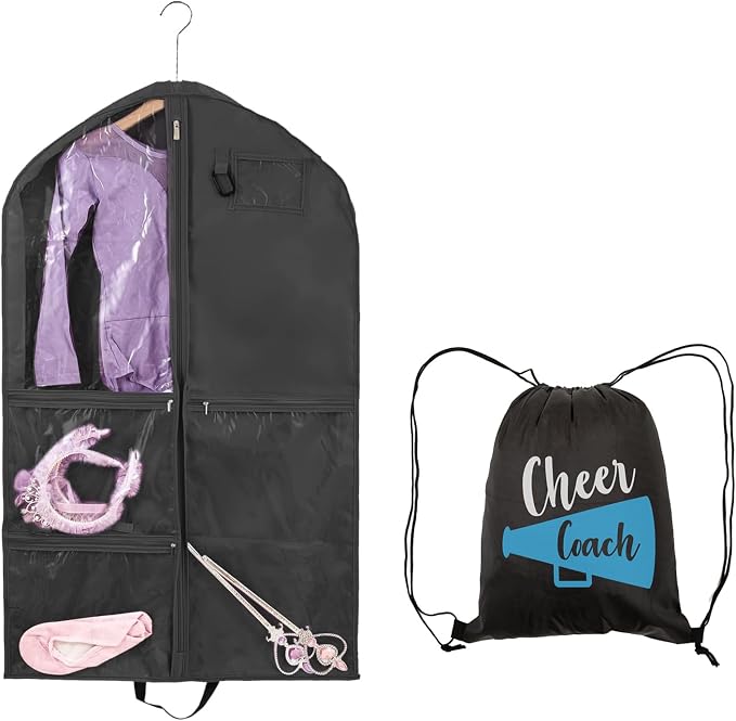 Dance Costume Garment Bag for Dancers with Backpack Storage Bag,40 inch Kids Garment Bag for Dance Competitions with Pockets for Dance Costumes,Cheer Uniform Garment Bags for Hanging Clothes Travel