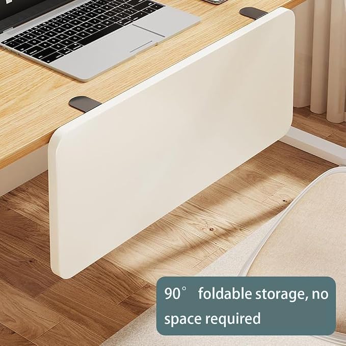 Desk Extender Tray, Punch-Free Clamp on 90° Foldable Keyboard Drawer Tray, Table Mount Armrest Shelf, Computer Elbow Arm Support (White, 23.6"*9.8"*0.5"/60cm*25cm*1.2cm)