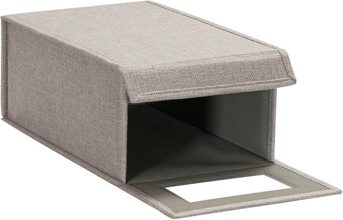 Household Essentials Small Drop Front Shoe Box with Clear Front Panel, Sturdy Poly‑Blended Linen, Gray Finish, Set of 2