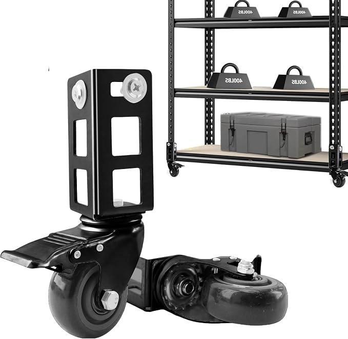 8PCS Storage Rack Caster Wheels,3" Heavy Duty Locking Caster Wheels Warehouse Shelf & Storage Racks Accessories,Fit for Boltless Self Locking Shelving Racks,1000LB Capacity(Black)