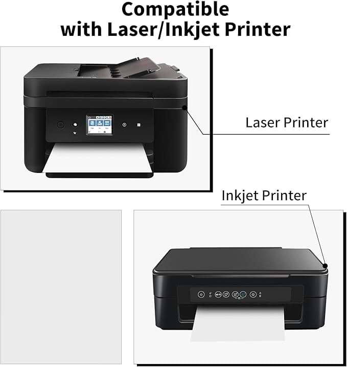 8.5" x 11" Full Sheet Label Sticker Paper for Laser & Inkjet Printers,Self Adhesive Full Page Shipping Labels,Printable White Matte Mailing Label Stickers(800 Sheets,800 Labels)
