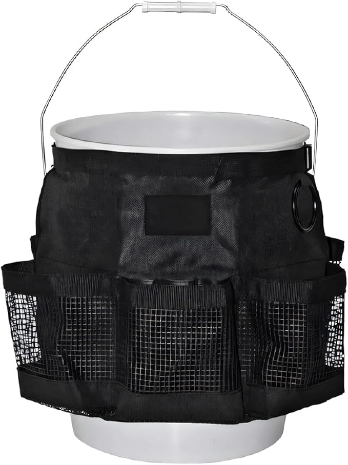 5 Gallon Bucket Tool Organizer Bag with Mesh Storage Pockets | Multi-Purpose Car Bucket Wash Tool, Universal Vehicle Cleaning Supplies Accessories for Home, Gardening, Fishing