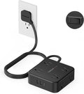 TESSAN Surge Protector Power Strip, 5 Ft Flat Plug Extension Cord with 3 USB (1 USB C) 8 Outlets, 900J Protection, 3 Sided Outlet Extender with Power Switch for Office, Dorm Room, Black