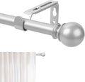 Silver Curtain Rod for Windows 28 to 48 Inch, 5/8 Inch Diameter Adjustable Curtain Rods With Brackets, Heavy Duty Easy to Install Curtain Rods for Bedroom, Outdoor Curtain Rod for Patio
