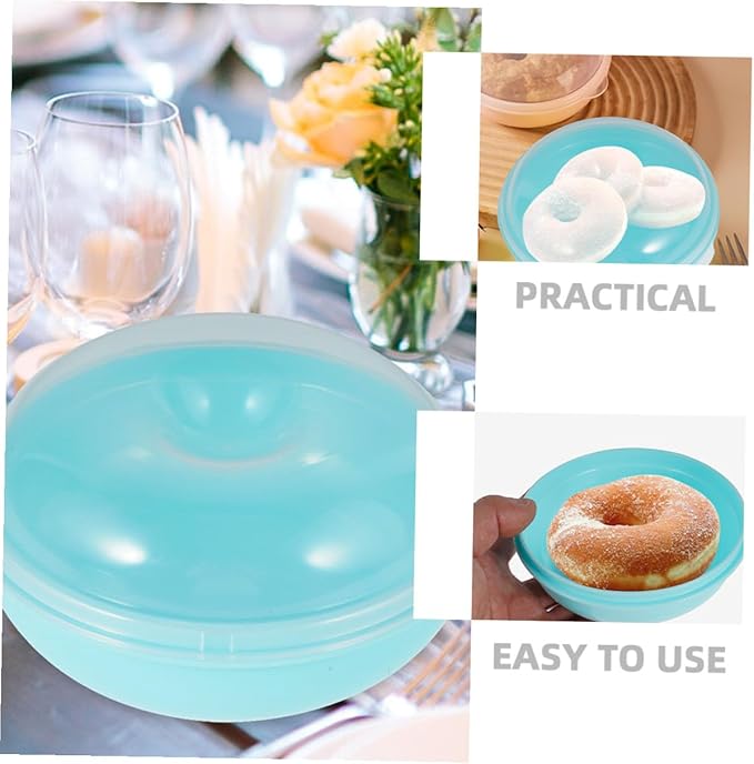 2pcs Airtight Doughnut Bread Storage Containers Bagel Keeper Boxes for Freezer and Microwave Portable Bread Organizer for Kitchen and Bakery Countertop