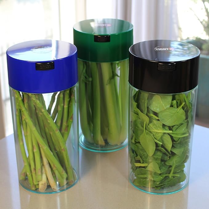 Tightvac - 5oz to 24 Ounce - Patented Airtight Container | Multi-use Vacuum Container Works as Smell Proof Containers for Herbs and Dry Goods. Blue Black