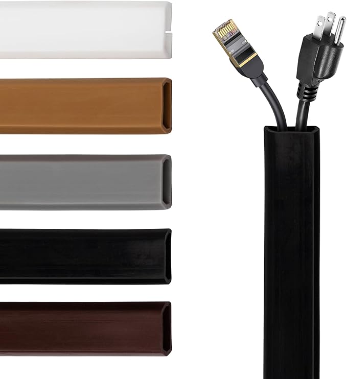 TV Cord Hider – Flexible Wall Cord Cover Slim Design Silicone Cable Raceway - Self Adhesive, Cut to Size Design for Hiding Wires on Wall - Clean Home Setup Cable Concealment (Black, 10 Feet)