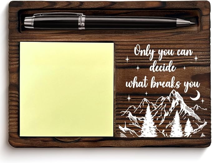 Bookish Decor Acotar Gifts for Women Men, Motivational Gifts for Book Lovers Bookworms Reader Nerds, Only You Can Decide What Breaks You Post It Note Dispenser for Reading Room Library Desk Decor