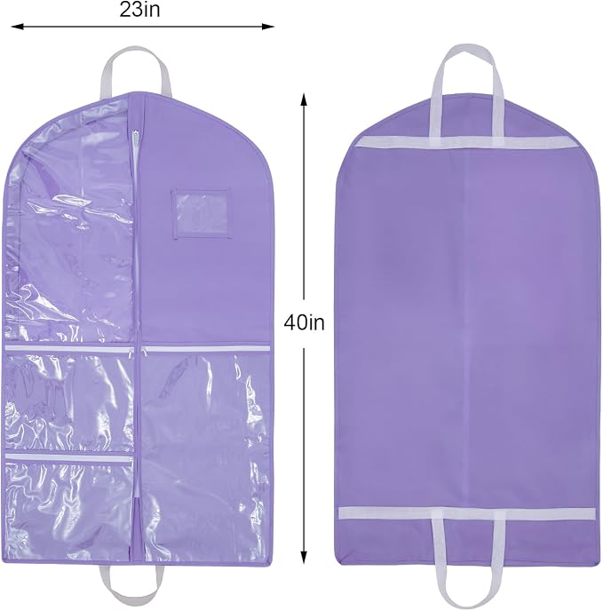 3 Pcs 40 inch Dance Costume Bags for Dance Competitions,Dance Garment Bag,Kids Garment Bags for Dance Costumes,Garment Bags for Hanging Clothes with Pocket,Garment Bags for Travel Storage