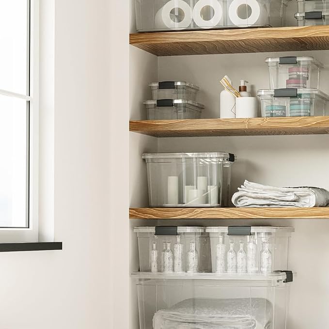 Superio Clear Storage Box with Lid, 36 Quart Plastic Container Bins for Organizing, Stackable Crates, BPA Free, Non Toxic, Odor Free, Organizers for Home, Office, School, and Dorm
