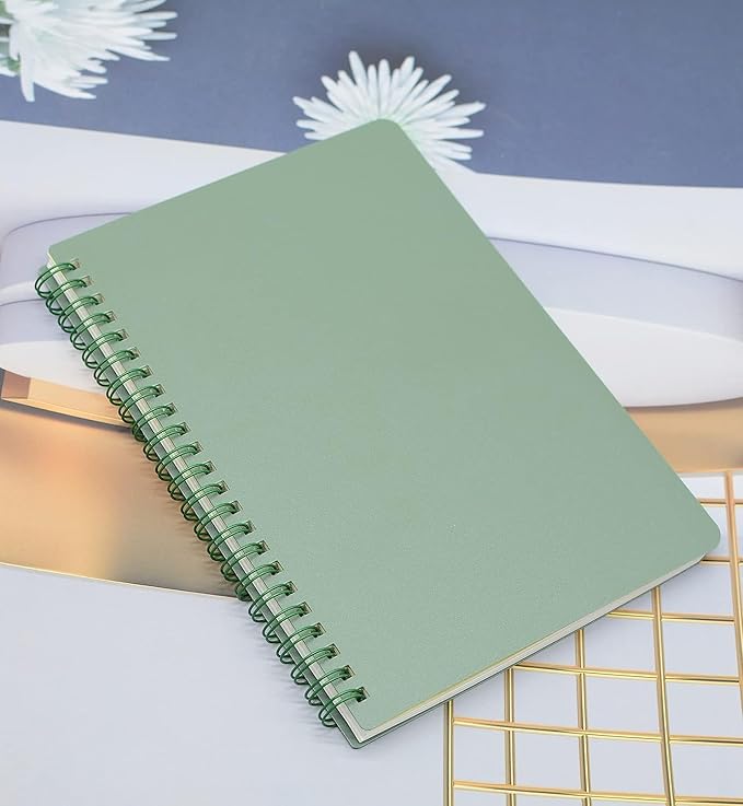 Yansanido Spiral Notebook, 4 Pcs 4 Color A5 Size Thick Plastic Hardcover 8mm Ruled Paper 80 Sheets (160 Pages) Journal for School and Office Supplies (4 Pcs A5)
