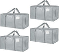 4 Pack-Extra Large Heavy Duty Moving Bags - Waterproof Storage Totes with Handles & Zippers, Foldable for College Dorm, Storage (light gray)
