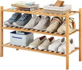 3-Tier Bamboo Shoe Rack for Entryway, Stackable | Heavy Duty | Multi-Function, Free Standing Shoe Racks for Bedroom Hallway Closet