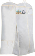 MISSLO 65" Bridal Wedding Gown Dress Garment Bag with Accessories Pouch Large Travel Garment Cover 8" Gusset (White)