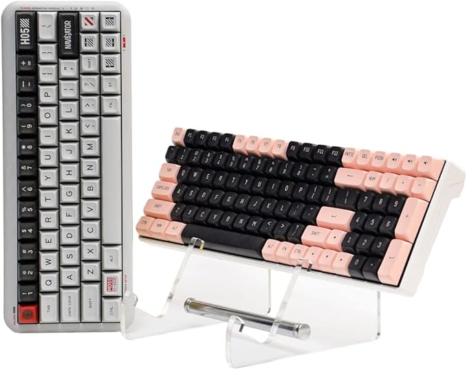 Sumgsn Keyboard Display Stand, Keyboard Storage Stand, Keyboard Holder, White Transparent Acrylic Stand for Two Mechanical Keyboard