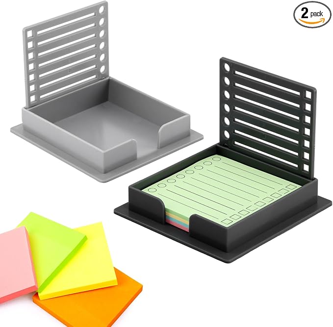 2pcs Multifunctional Sticky Note Holder with Template - Sticky Note Organizer for 3x3 inch Notes, Perfect for Desk, Office, Home & School, Practical Gift for Students, Teachers
