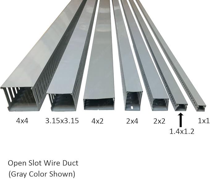 Electriduct 4" W x 4" H Open Slot Wire Duct Cable Raceway - 10 Sticks | 66 Feet - Gray