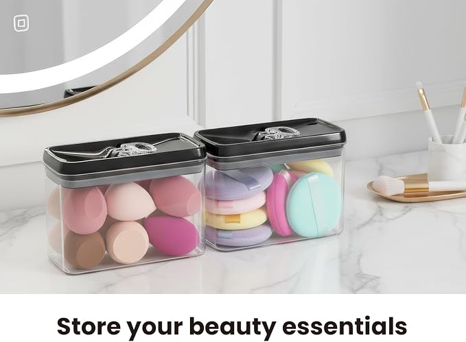 Felli Flip Tite Storage Container with Lid 4” RECTANGULAR Airtight Ring Flip Top, Stackable Kitchen Counter Pantry Organizer Acrylic Canister Jar for Pasta Spaghetti Cereal Granola Coffee