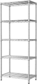 SINGAYE 5 Metal Shelves Wire Shelving Storage Shelf Adjustable Unit Pantry | 5 Tier Kitchen Laundry Room Organization Home Pantry Closet Bathroom Organizers Garage Rack 14" D x 24" W x 59.5" H Gray