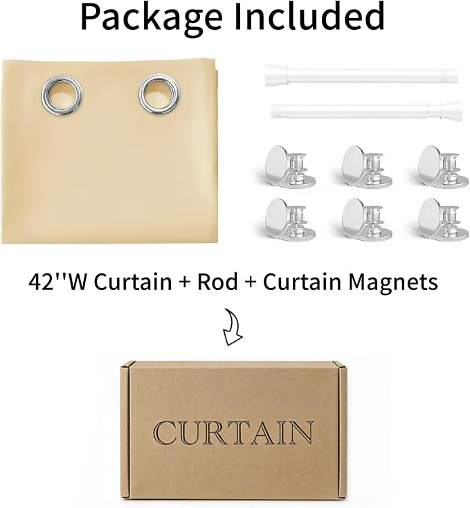 Vatge Doorway Curtains with Rod and Magnetic Closure, Door Curtains for Doorways, 80 Inch Drapes for Closet Door/Living Room/Laundry/Pantry, 1 Panel, W42 x L80, Beige